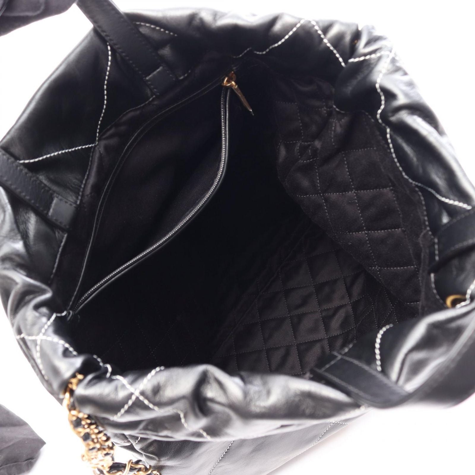 Chanel Backpack 22 Large Black Leather 22 Quilted Chain — view 3
