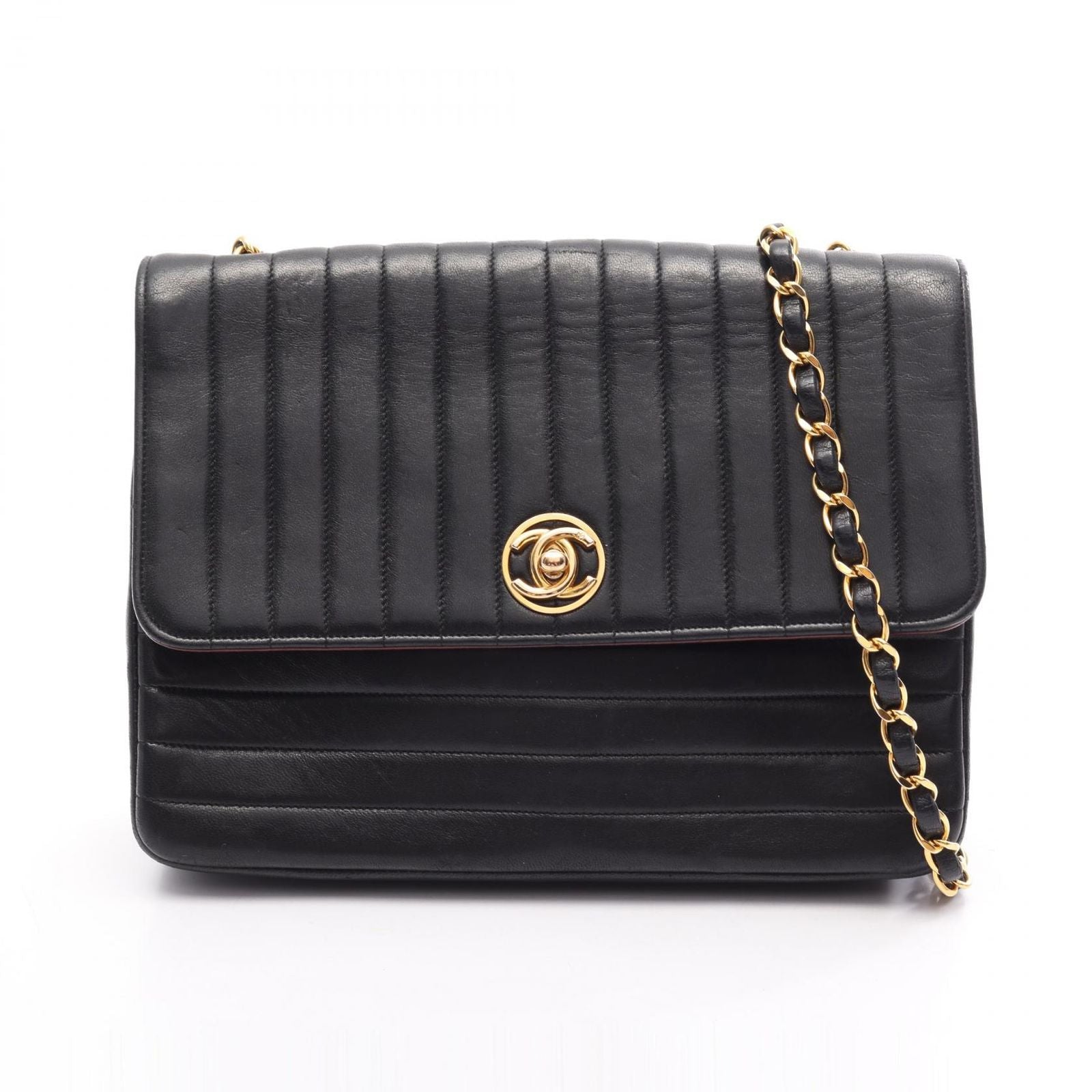 Chanel Shoulder Bag Mademoiselle Black Lambskin Chain
