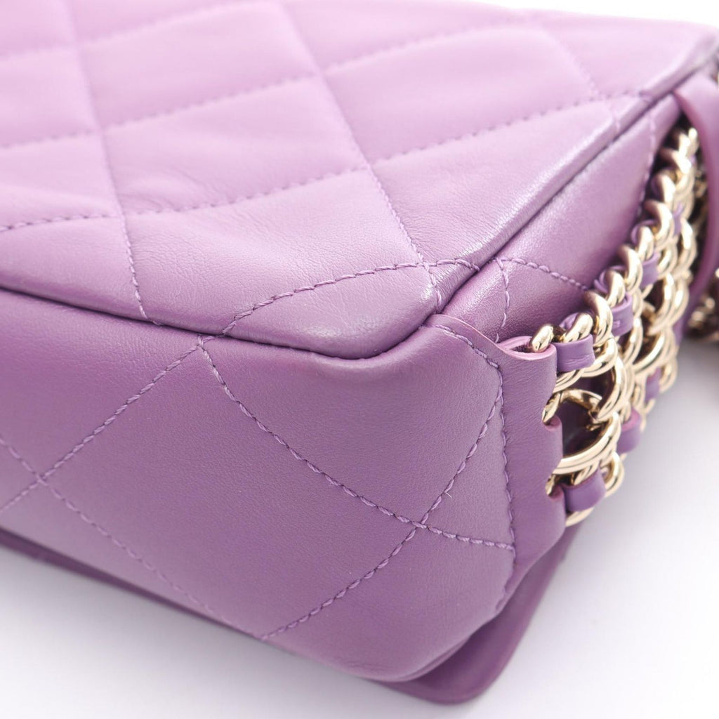 Chanel Shoulder Bag Quilted Small Flap Purple Lambskin Chain — view 6