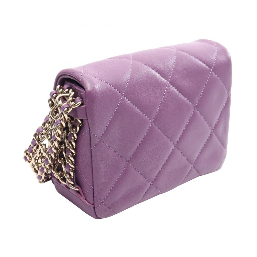 Chanel Shoulder Bag Quilted Small Flap Purple Lambskin Chain — view 2
