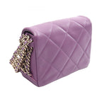 Chanel Shoulder Bag Quilted Small Flap Purple Lambskin Chain — view 2