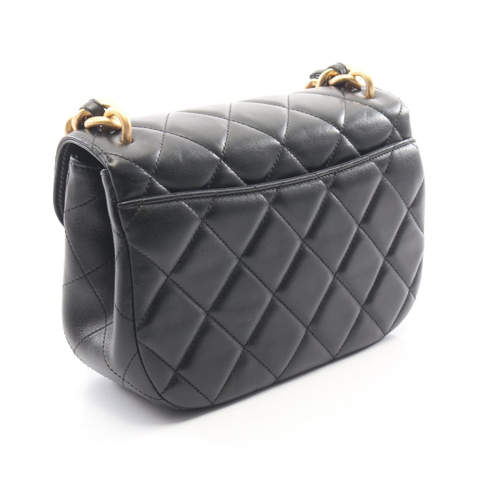 Chanel Shoulder Bag Quilted Black Lambskin Chain — view 2