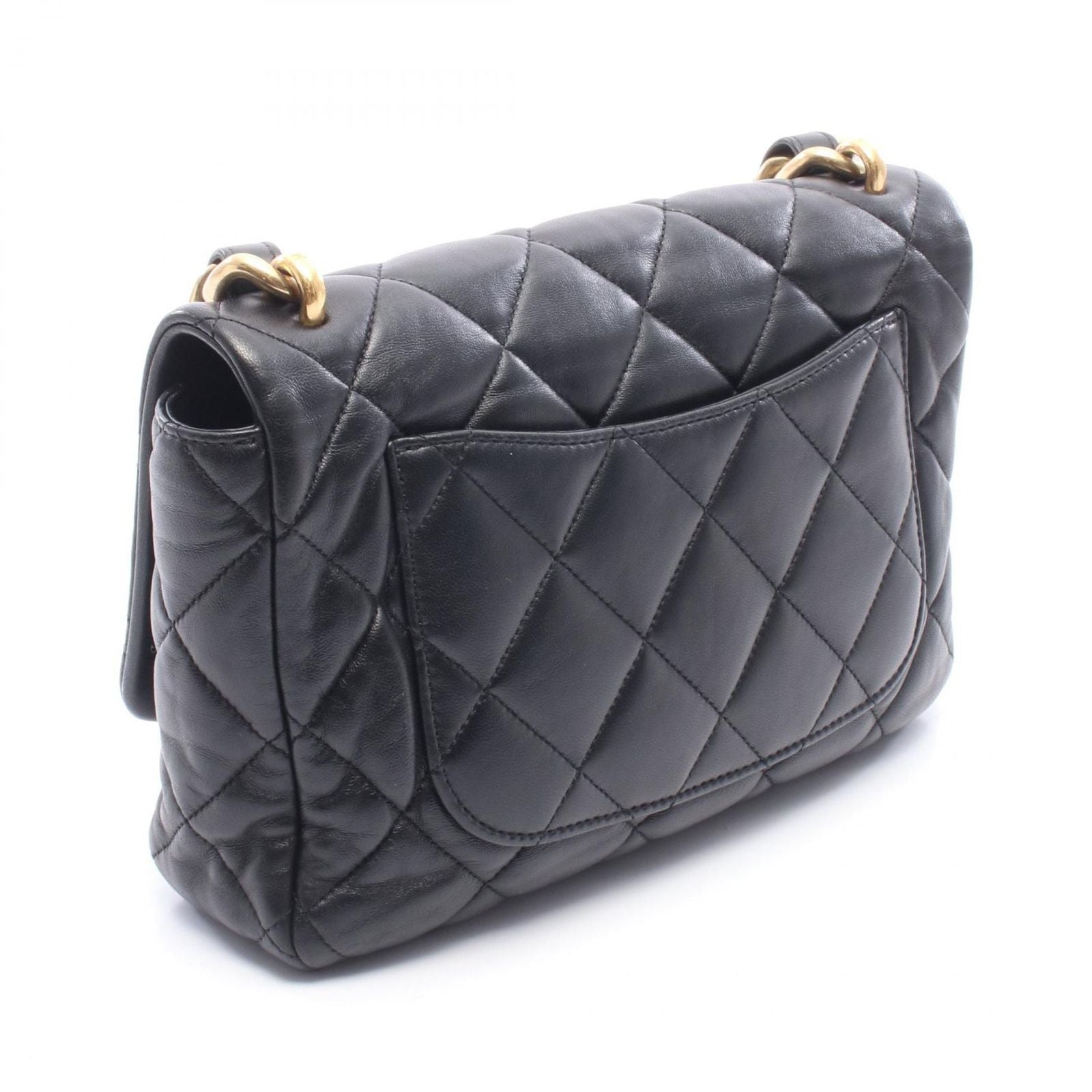 Chanel Shoulder Bag Quilted Black Lambskin Chain — view 2