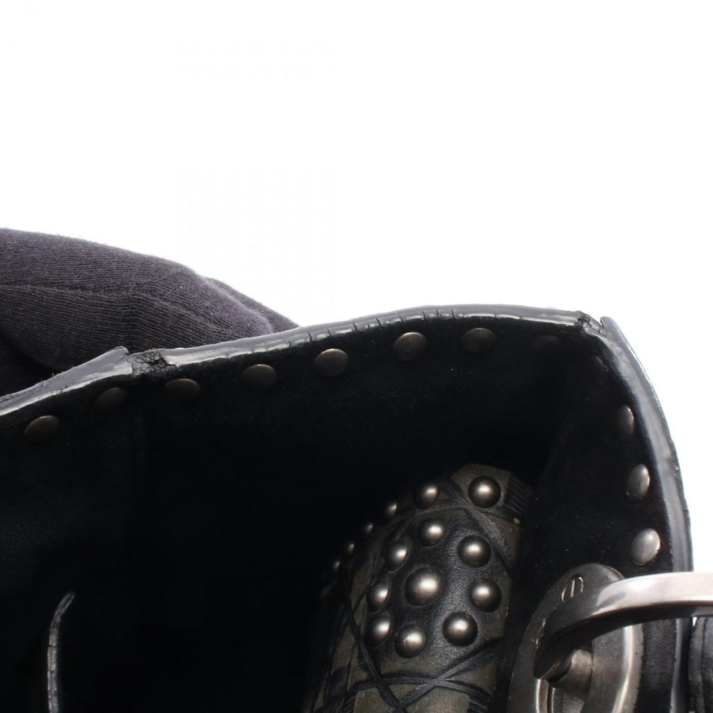 Dior Handbag Lady Dior 2-Way Black Khaki Leather Lady Dior Studs Tote — view 9