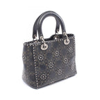 Dior Handbag Lady Dior 2-Way Black Khaki Leather Lady Dior Studs Tote — view 2