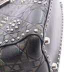 Dior Handbag Lady Dior 2-Way Black Khaki Leather Lady Dior Studs Tote — view 7