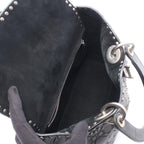 Dior Handbag Lady Dior 2-Way Black Khaki Leather Lady Dior Studs Tote — view 3