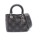 Dior Handbag Lady Dior 2-Way Black Khaki Leather Lady Dior Studs Tote