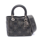 Dior Handbag Lady Dior 2-Way Black Khaki Leather Lady Dior Studs Tote