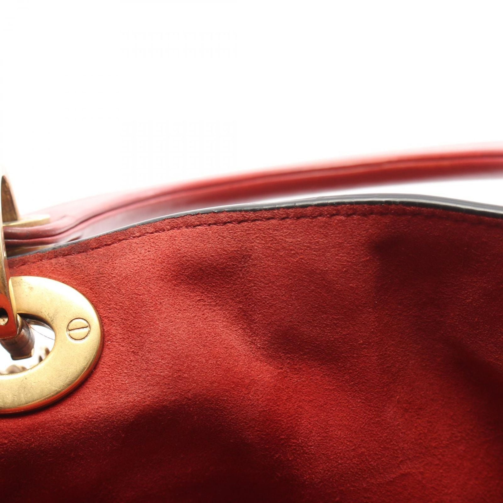 Dior Handbag Lady Dior 2-Way Red Leather Lady Dior Studs Tote — view 6