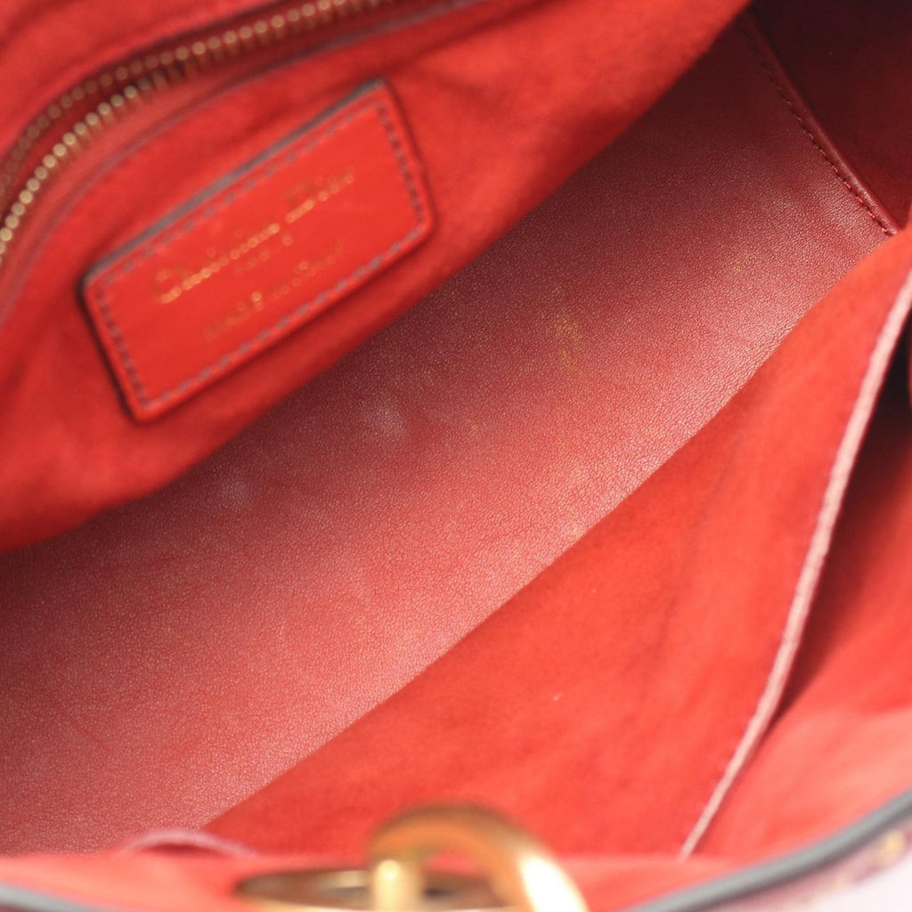 Dior Handbag Lady Dior 2-Way Red Leather Lady Dior Studs Tote — view 7