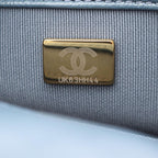 Chanel Backpack Quilted Camellia Chain Around Smoky Blue Caviar Leather — view 5