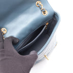 Chanel Backpack Quilted Camellia Chain Around Smoky Blue Caviar Leather — view 3