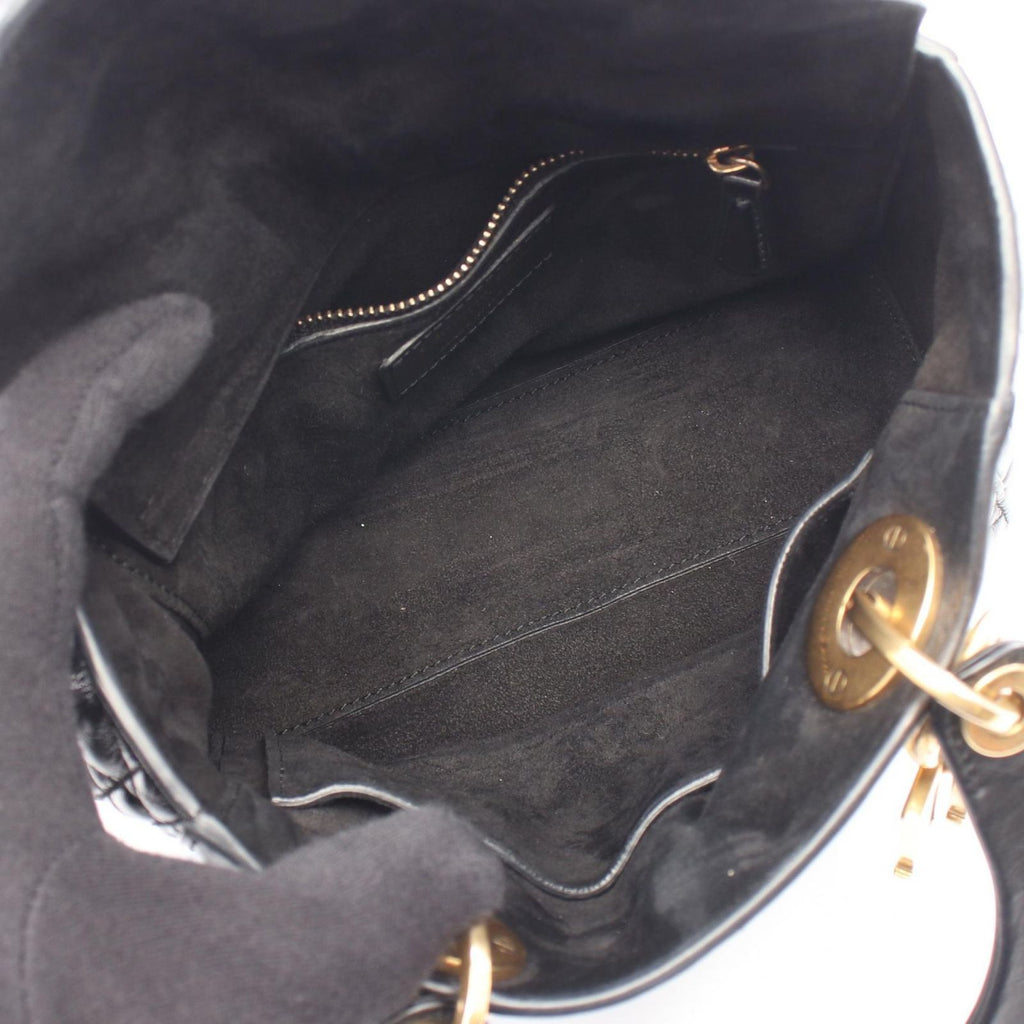 Dior Handbag Lady Dior Small Cannage 2-Way Black Leather Lady Dior Tote — view 3