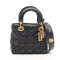 Dior Handbag Lady Dior Small Cannage 2-Way Black Leather Lady Dior Tote