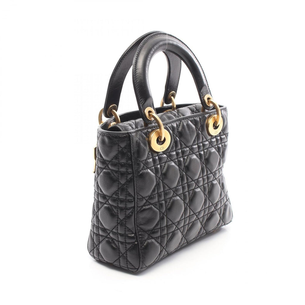 Dior Handbag Lady Dior Small Cannage 2-Way Black Leather Lady Dior Tote — view 2