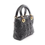 Dior Handbag Lady Dior Small Cannage 2-Way Black Leather Lady Dior Tote — view 2