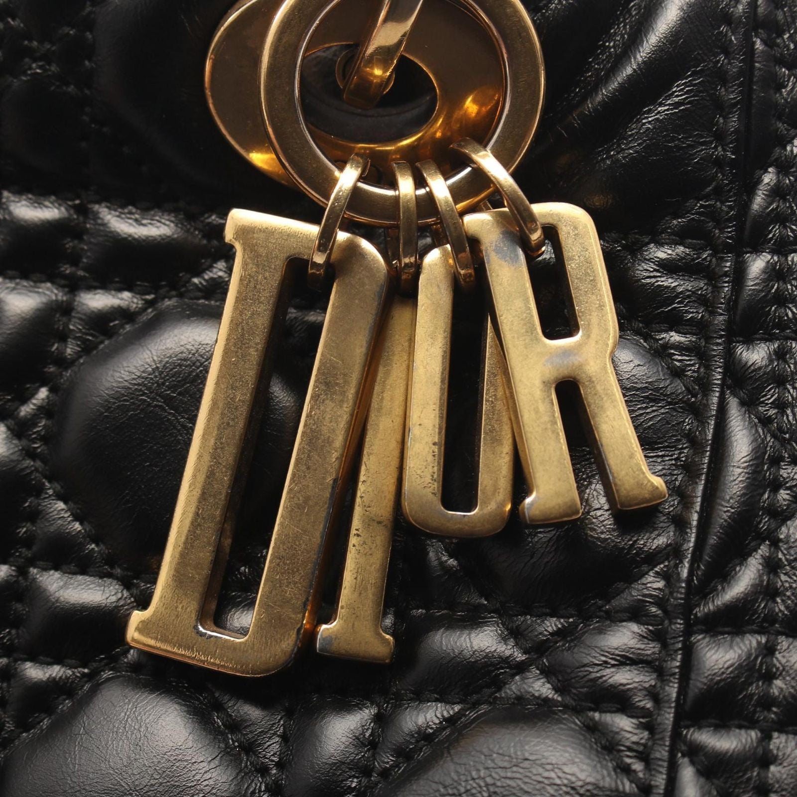 Dior Handbag Lady Dior Small Cannage 2-Way Black Leather Lady Dior Tote — view 9