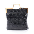 Fendi Tote FF Embossed 2-Way Black Patent Leather Handbag