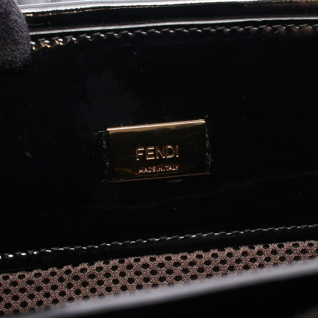 Fendi Tote FF Embossed 2-Way Black Patent Leather Handbag — view 4