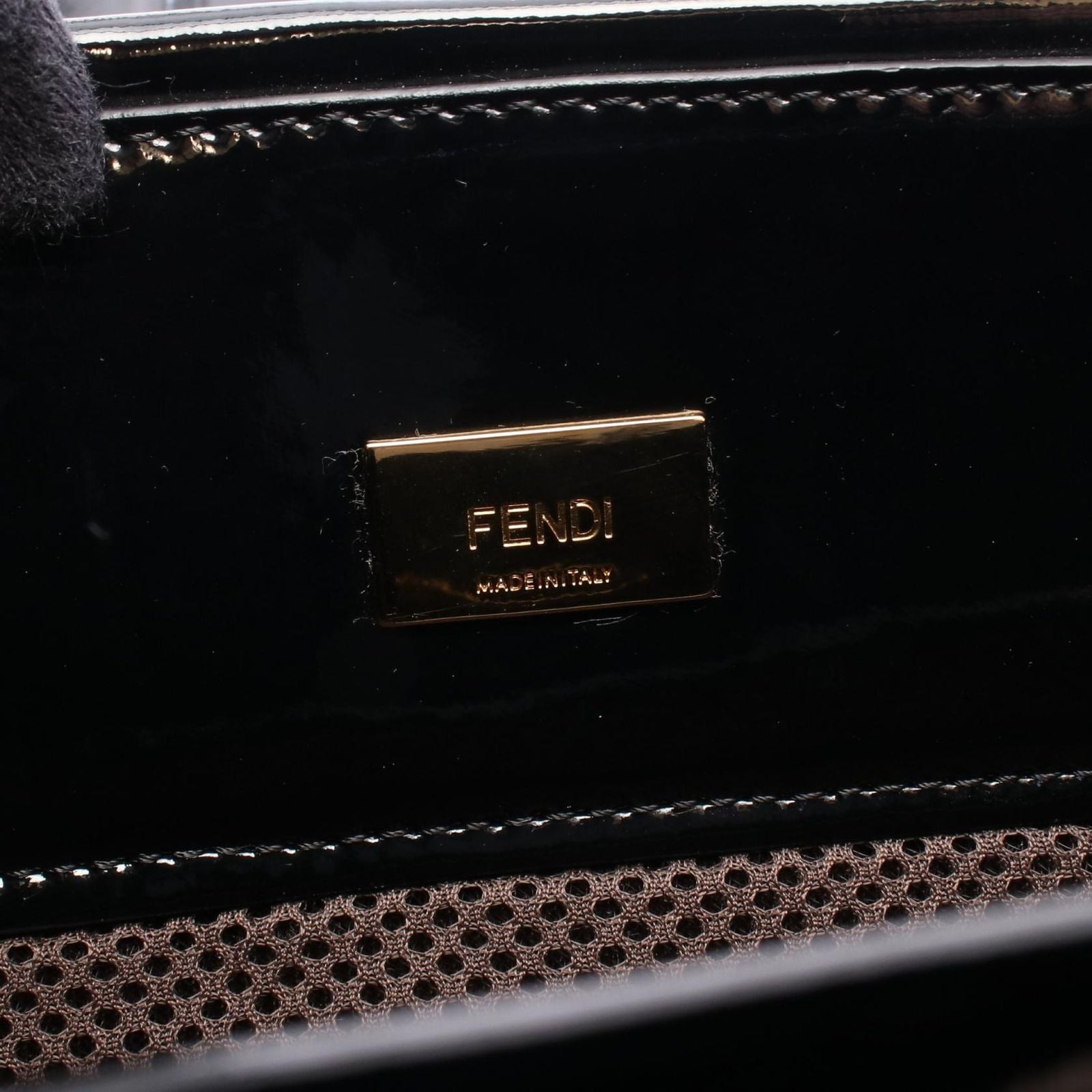 Fendi Tote FF Embossed 2-Way Black Patent Leather Handbag — view 4