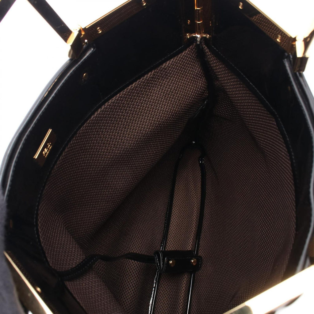 Fendi Tote FF Embossed 2-Way Black Patent Leather Handbag — view 3
