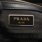 Prada Handbag Logo Jacquard 2-Way Black Canvas Leather — view 4