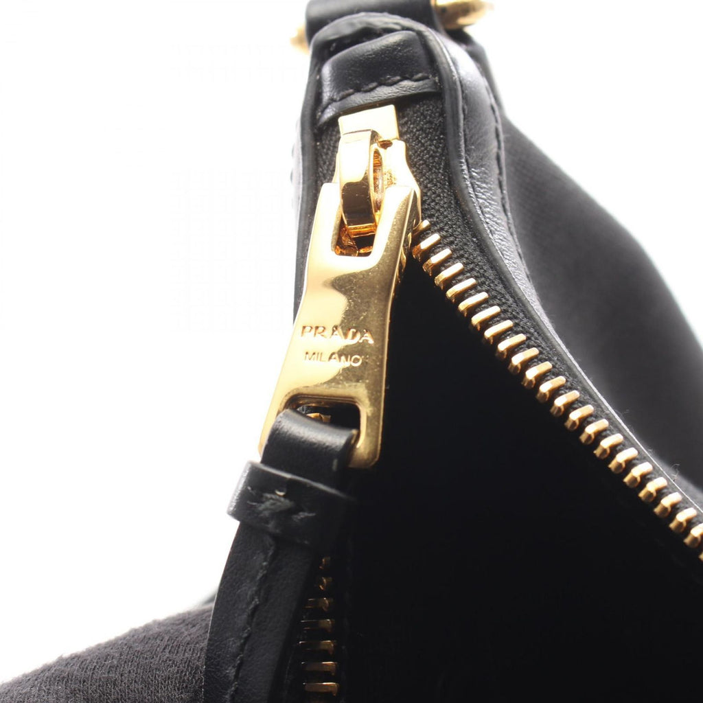 Prada Handbag Logo Jacquard 2-Way Black Canvas Leather — view 6