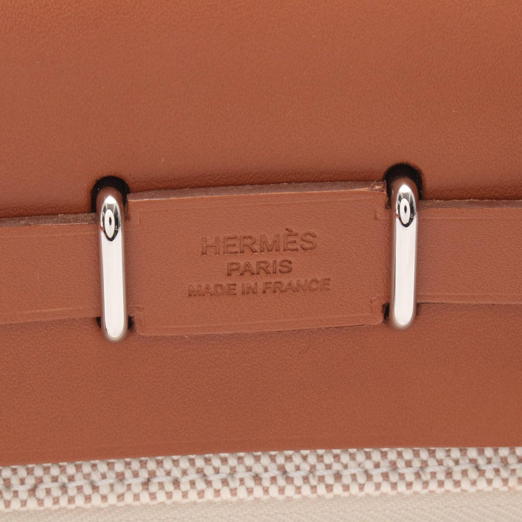 Hermes Shoulder Bag Herbag Zip Mini Ecru Fauve Canvas Leather — view 4