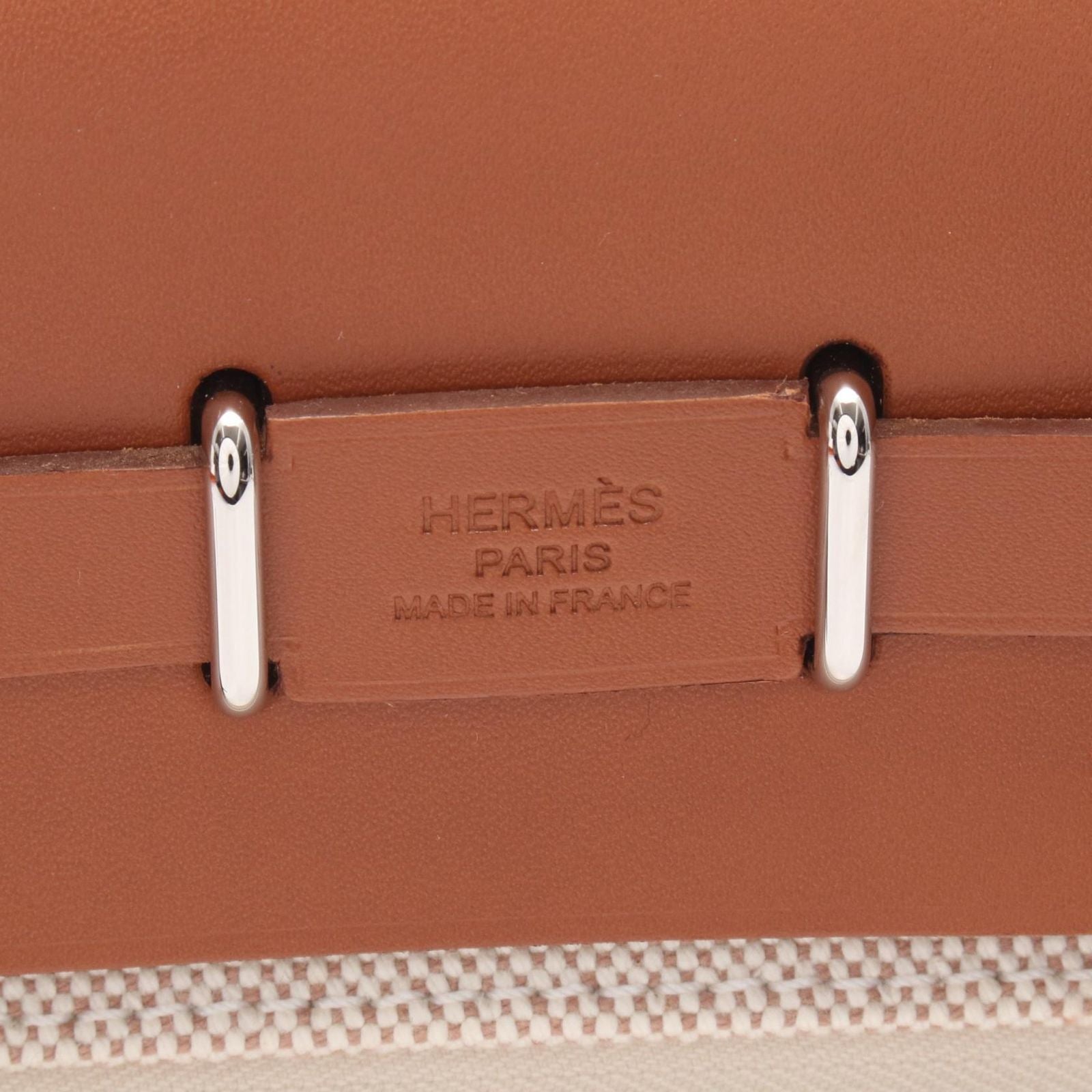 Hermes Shoulder Bag Herbag Zip Mini Ecru Fauve Canvas Leather — view 4