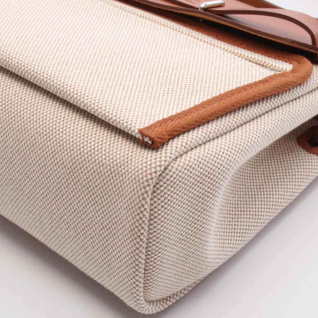 Hermes Shoulder Bag Herbag Zip Mini Ecru Fauve Canvas Leather — view 6