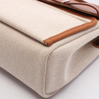 Hermes Shoulder Bag Herbag Zip Mini Ecru Fauve Canvas Leather — view 6