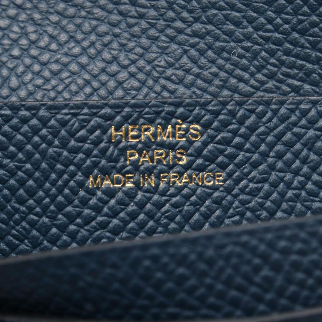 Hermes Bifold Wallet Bearn Compact Blue Dogalis Leather Calf — view 5