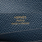 Hermes Bifold Wallet Bearn Compact Blue Dogalis Leather Calf — view 5