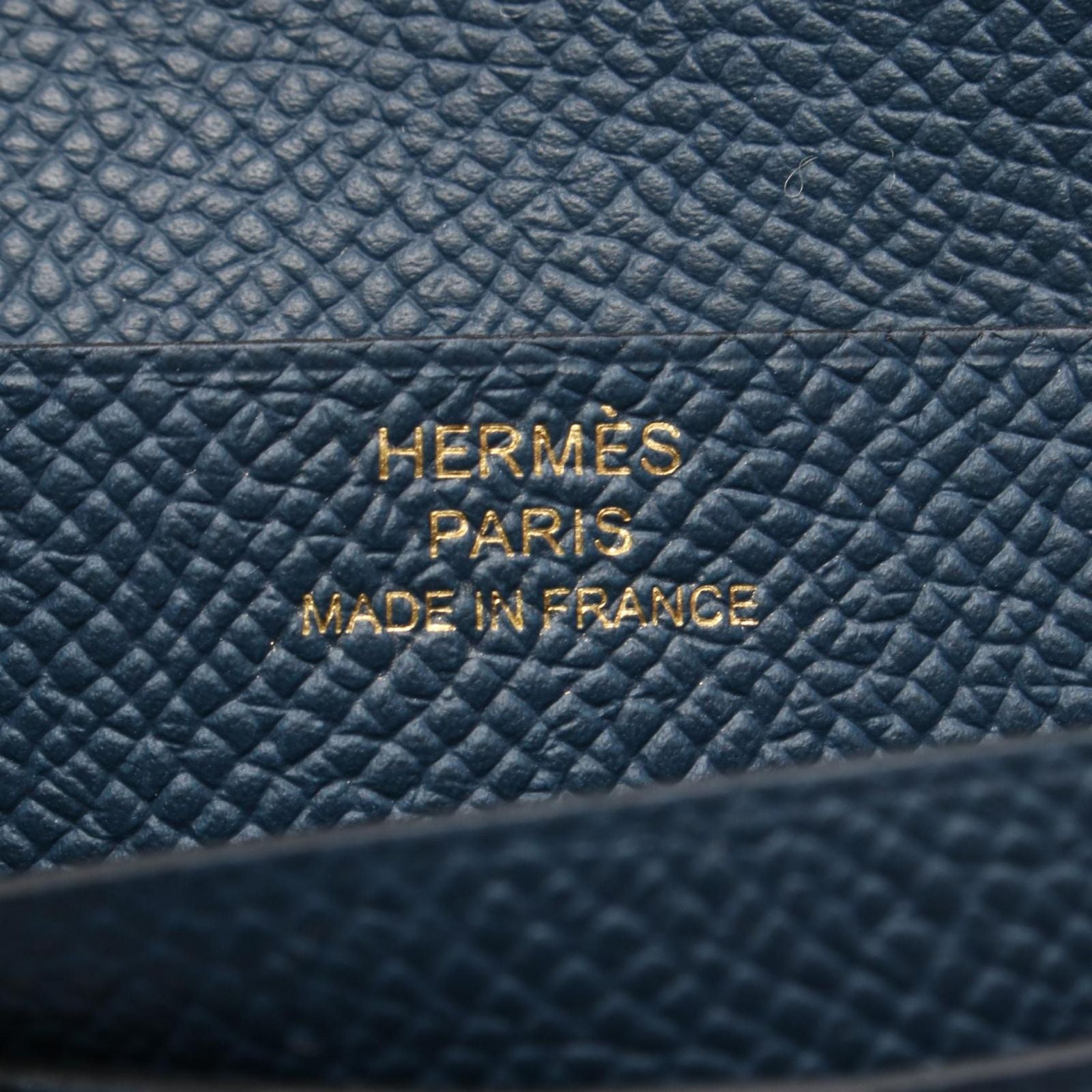 Hermes Bifold Wallet Bearn Compact Blue Dogalis Leather Calf — view 5
