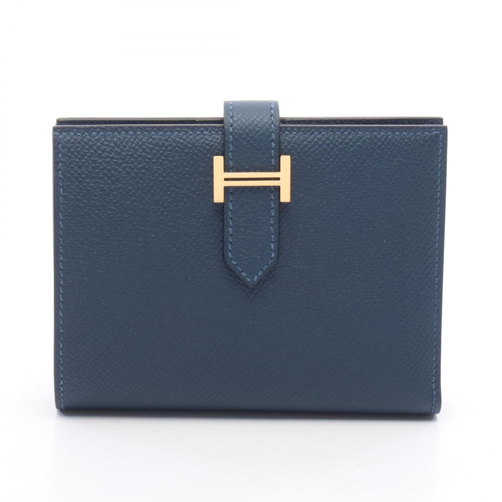Hermes Bifold Wallet Bearn Compact Blue Dogalis Leather Calf