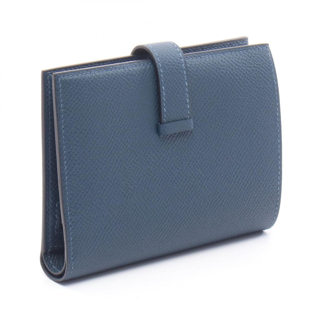 Hermes Bifold Wallet Bearn Compact Blue Dogalis Leather Calf — view 2