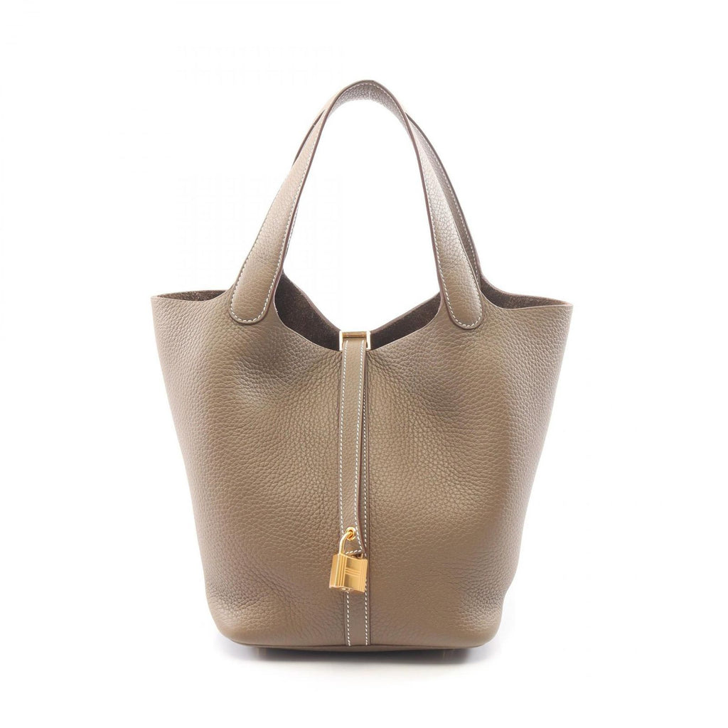 Hermes Handbag Picotin Lock MM Etoupe Leather