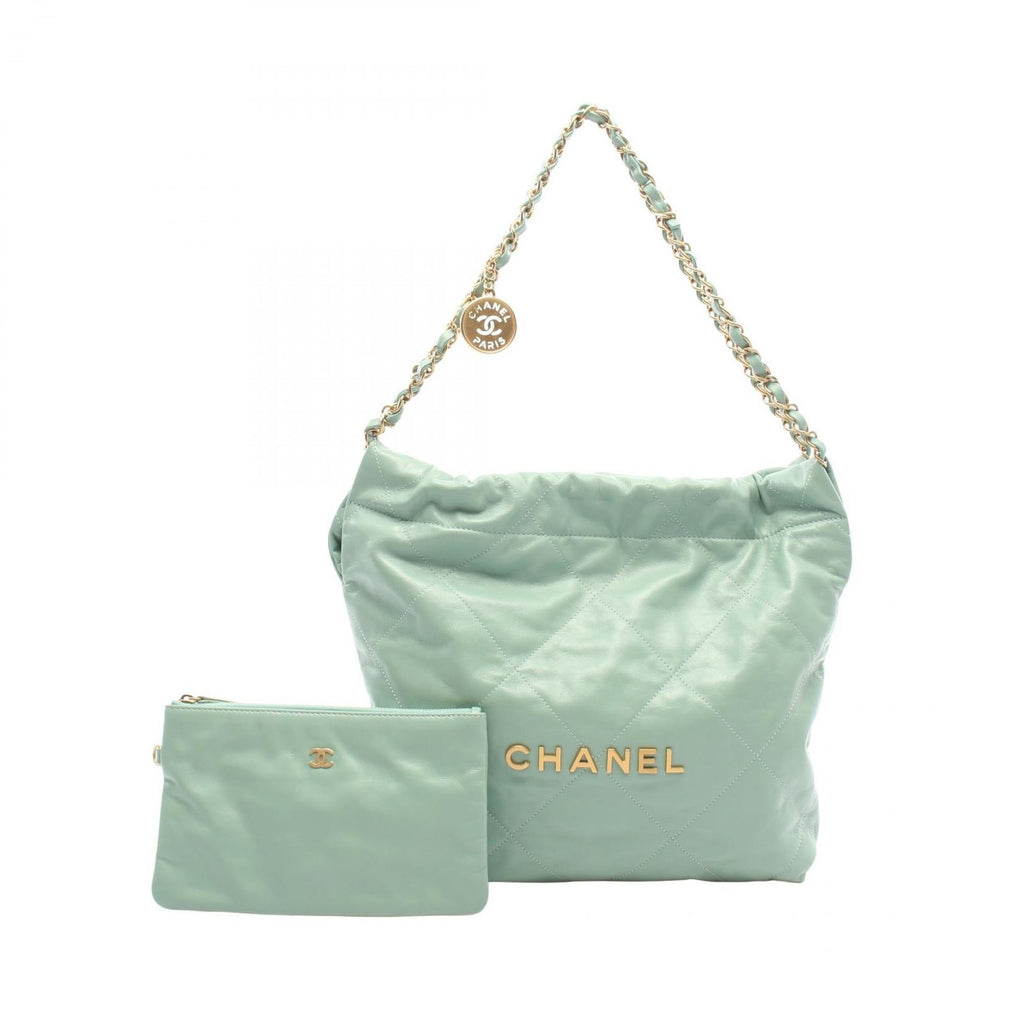 Chanel Shoulder Bag Quilted 22 Small Mint Green Lambskin 22 Chain