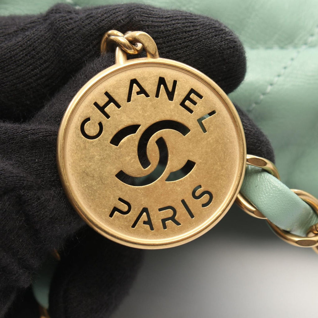 Chanel Shoulder Bag Quilted 22 Small Mint Green Lambskin 22 Chain — view 8