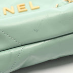 Chanel Shoulder Bag Quilted 22 Small Mint Green Lambskin 22 Chain — view 7