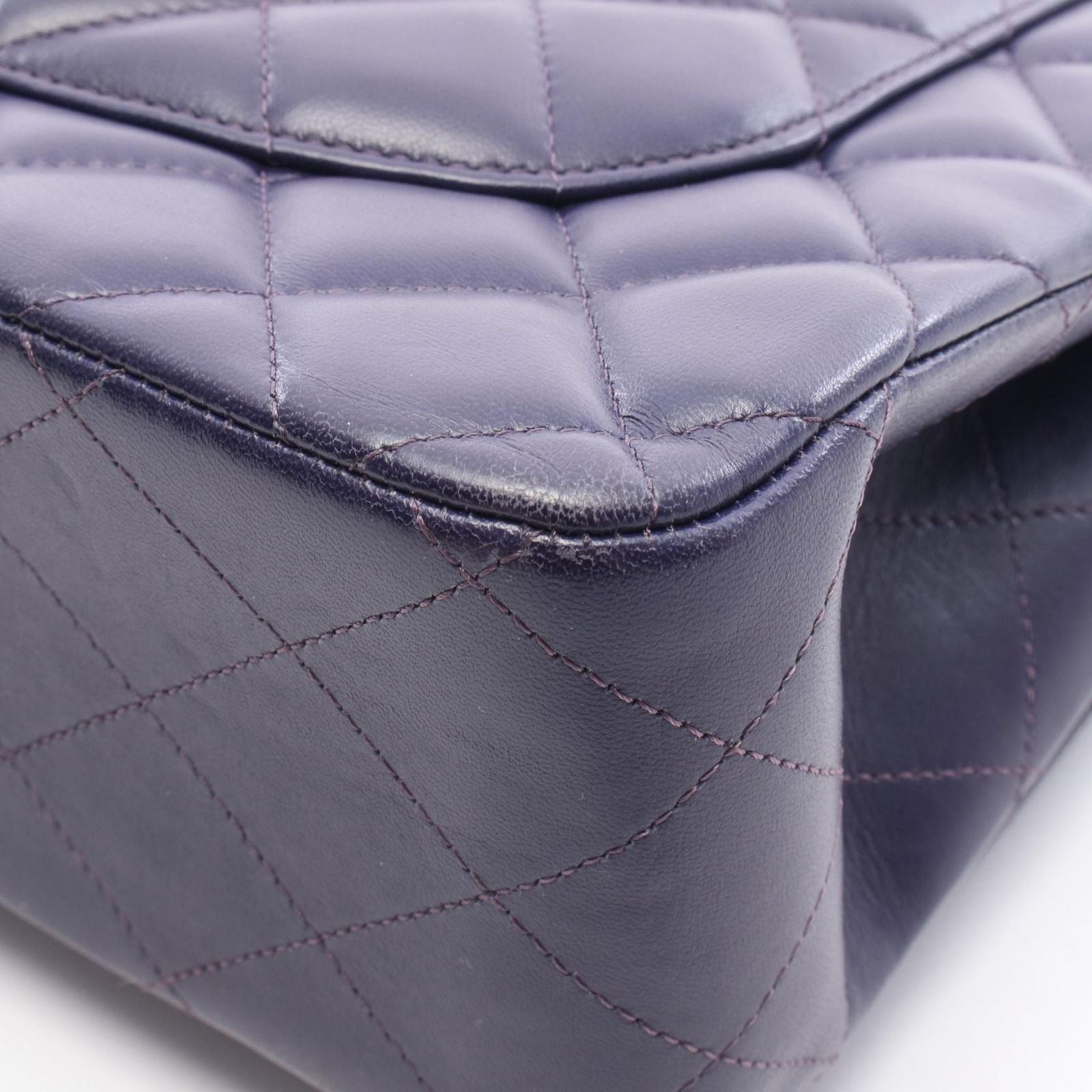Chanel Shoulder Bag Deca Quilted 30 Classic Large Double Flap Purple Lambskin — view 8