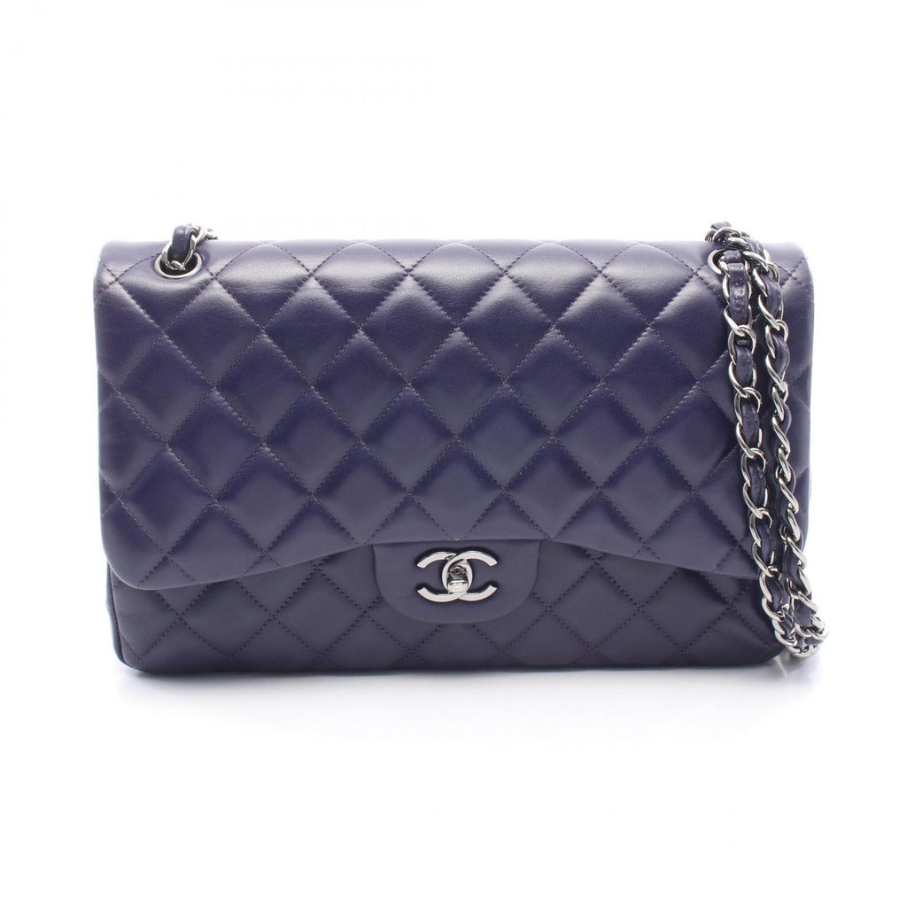 Chanel Shoulder Bag Deca Quilted 30 Classic Large Double Flap Purple Lambskin