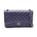 Chanel Shoulder Bag Deca Quilted 30 Classic Large Double Flap Purple Lambskin