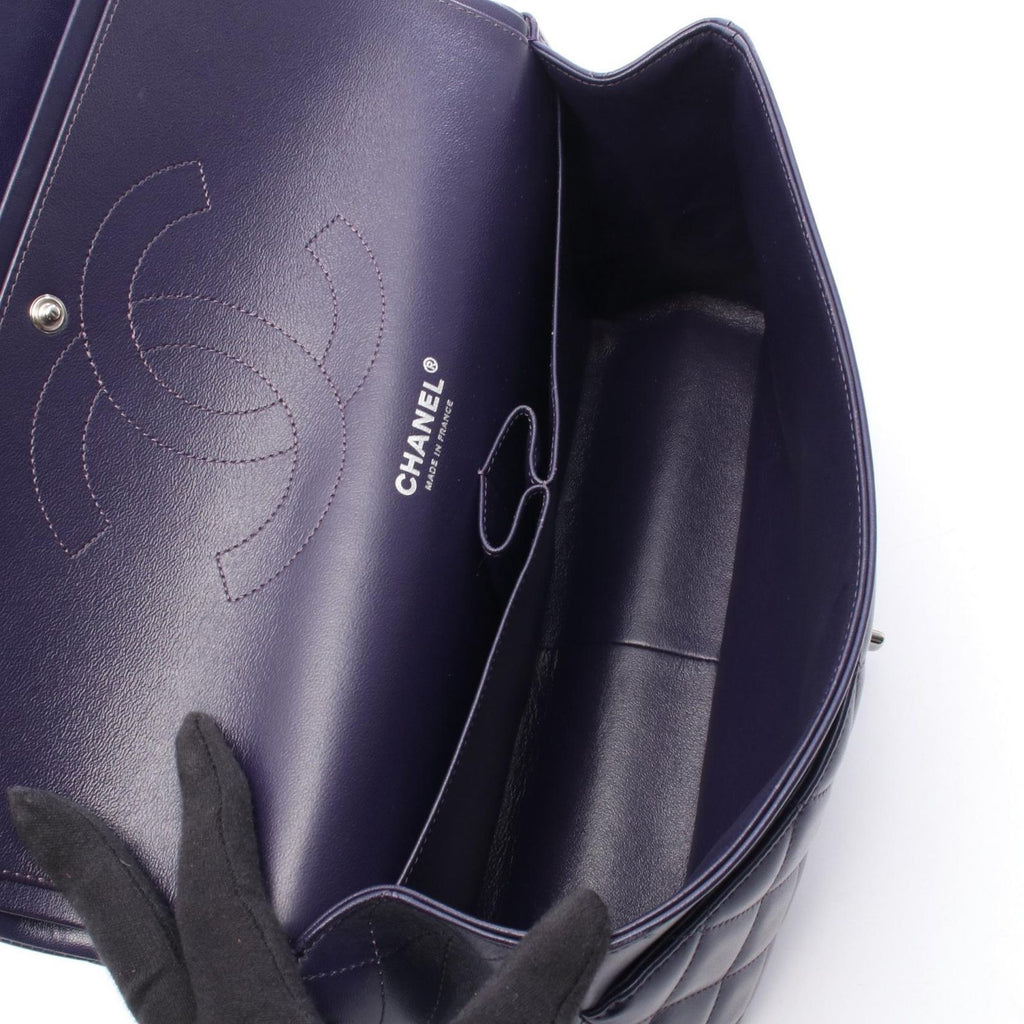 Chanel Shoulder Bag Deca Quilted 30 Classic Large Double Flap Purple Lambskin — view 3