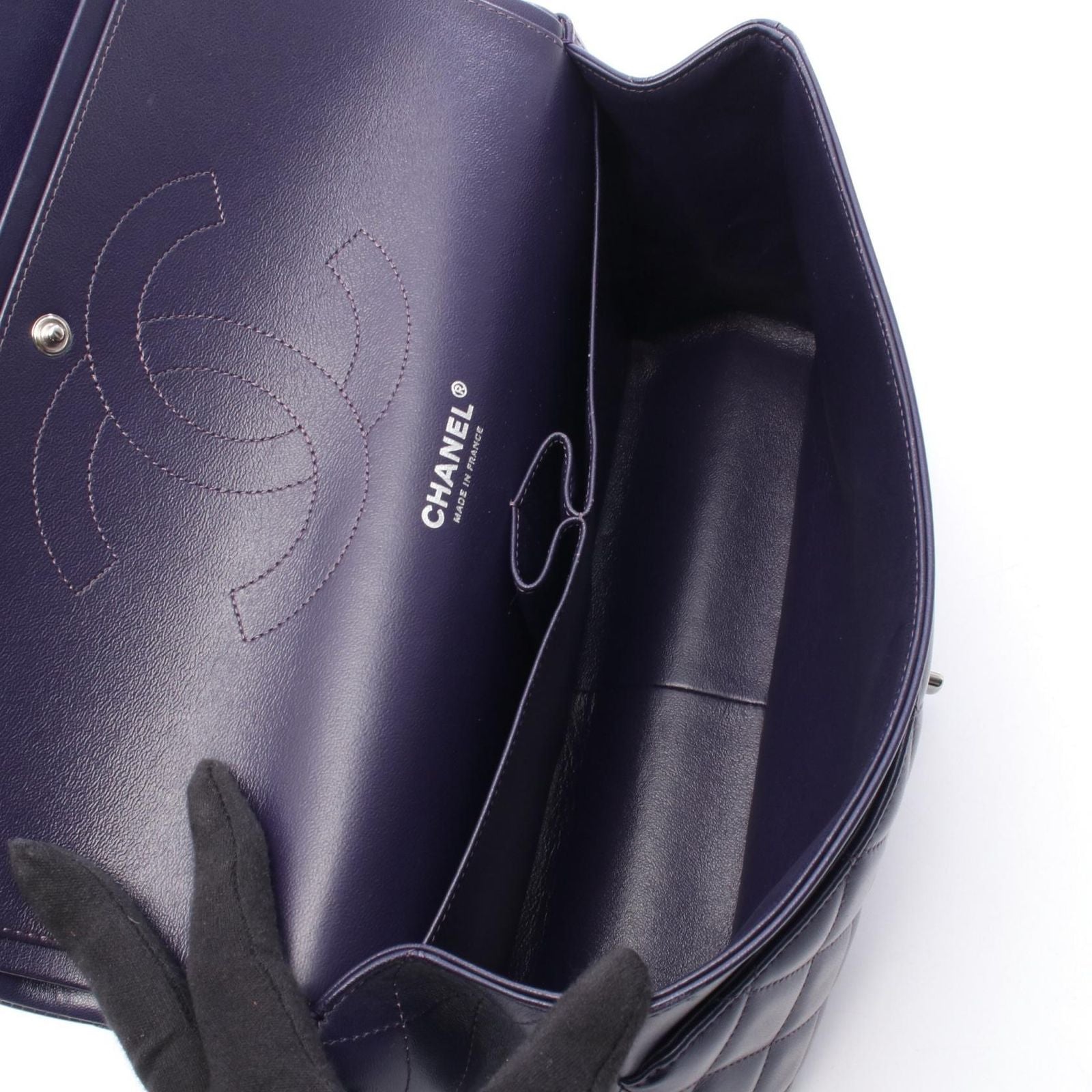 Chanel Shoulder Bag Deca Quilted 30 Classic Large Double Flap Purple Lambskin — view 3