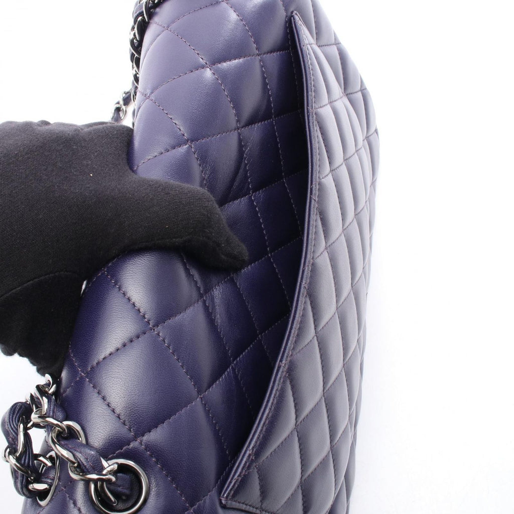 Chanel Shoulder Bag Deca Quilted 30 Classic Large Double Flap Purple Lambskin — view 6