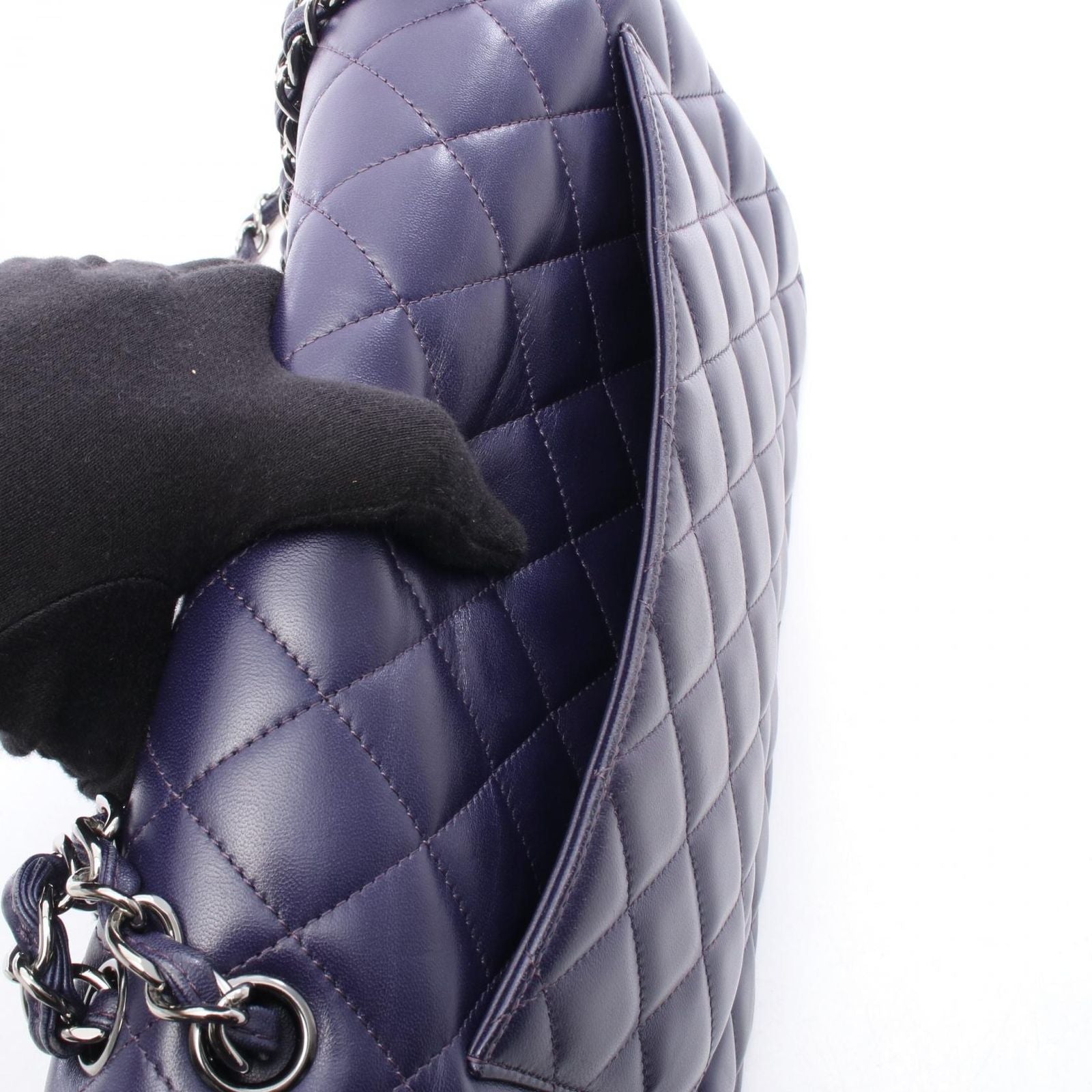 Chanel Shoulder Bag Deca Quilted 30 Classic Large Double Flap Purple Lambskin — view 6