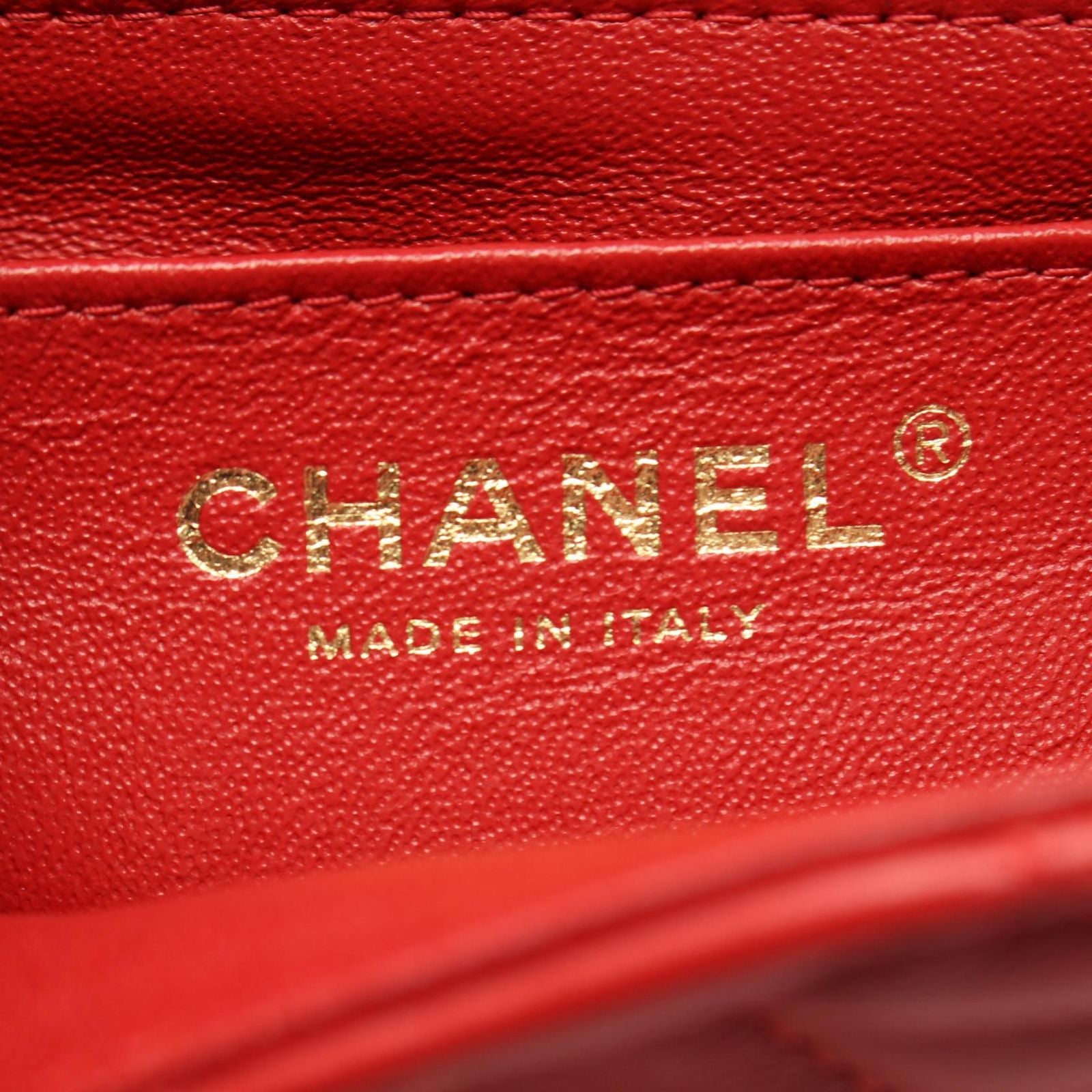 Chanel Shoulder Bag Mini Quilted 20 Red Lambskin Chain — view 4