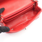 Chanel Shoulder Bag Mini Quilted 20 Red Lambskin Chain — view 3